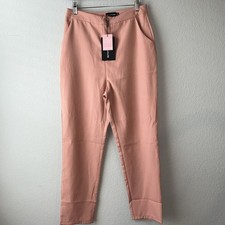 NWT Pretty Little Thing Peach Woven Pocket Detail Cigarette Trousers Sz 6