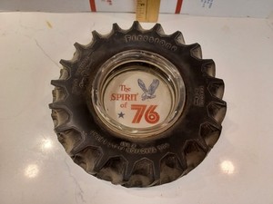Firestone Tractor Tire Glass Ash Tray Spirit of 76 Never Used as a Ash Tray 1776