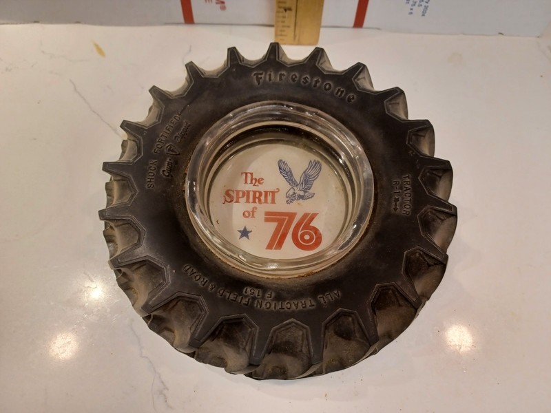 Firestone Tractor Tire Glass Ash Tray Spirit of 76 Never Used as a Ash Tray 1776