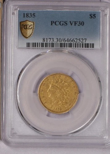 1835 Gold Liberty Head $5 PCGS VF30