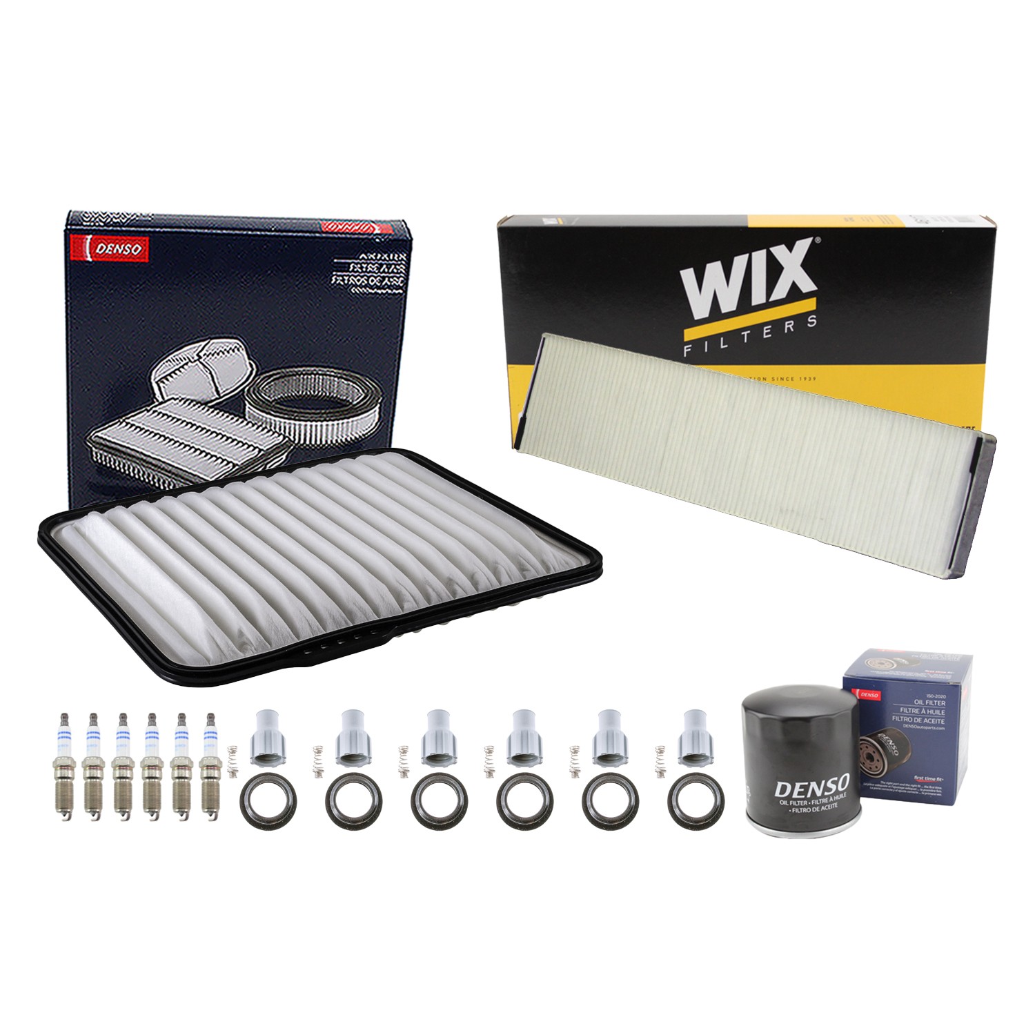 Denso Tune Up Kit Bosch 6 Spark Plug  Boots Kit for Equinox Torrent XL-7 3.6 V6