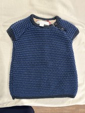 Abito Burberry Shift bambina blu maglia lino maniche corte 6 mesi