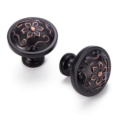 10 Pack Round Oil Rubbed Bronze Cabinet Pulls 1.26 Inch Drawer Knobs Prop