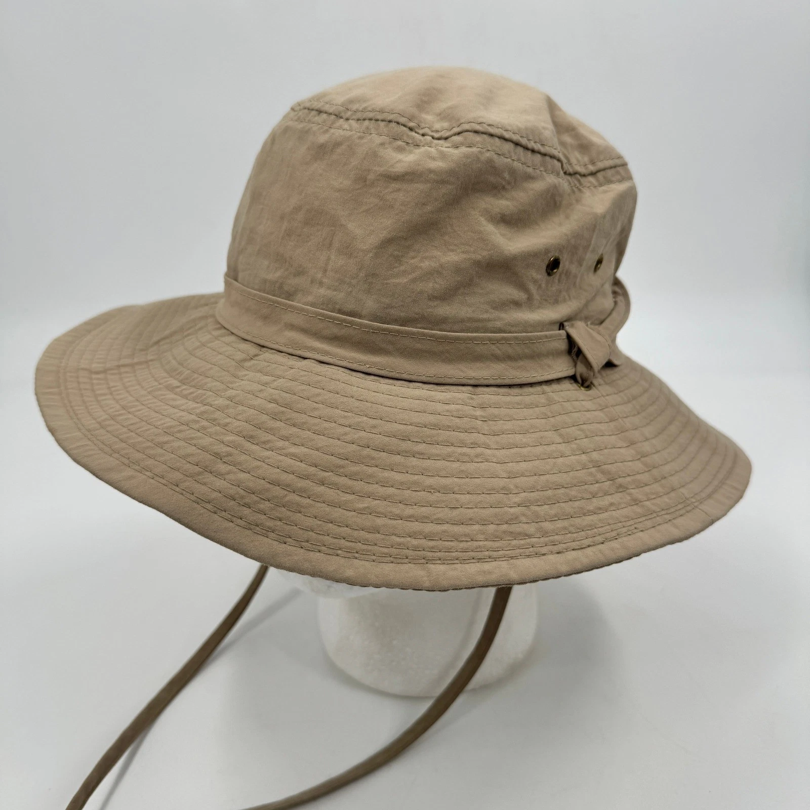 Broner Boonie Sun Hat Unisex Medium Khaki Wide Brim Adjustable Chin Strap USA