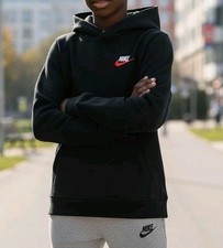Nike Boy's Club Fleece Pullover Hoodie, Black, Size: XS, BV3757-014