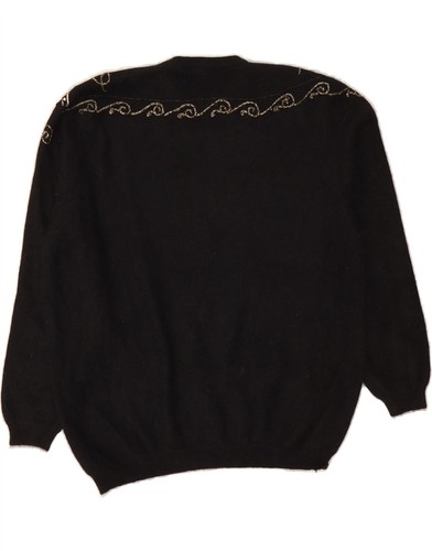 ELIOS Womens Crew Neck Jumper Sweater UK 16 Large Black Angora DA58 - Picture 2 of 3