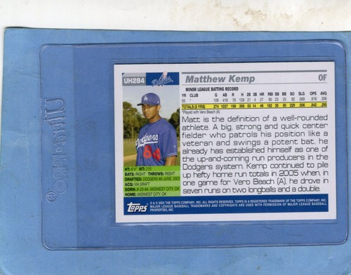 2005 Topps Updates & Highlights #UH284 Matthew Kemp Rookie Dodgers RC centered - Bild 2 von 2