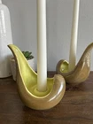Red Wing Pottery Tear Drop Candle Holder Number B1409 Brown Chartreuse Yellow