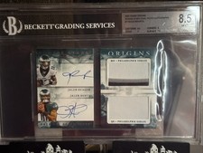 2020 PANINI ORIGINS #7 RC STARS DUAL PATCH AUTO BOOKLET🔥/25 JALEN HURTS BGS 8.5