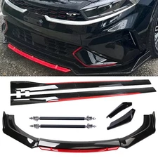 For Kia Forte Front Bumper Lip Spoiler Splitter Glossy Black Red Side Skirt Body