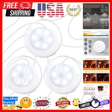 Compact LED Puck Lights with Motion Sensor - 3-Pack, Battery Operated & Cordless