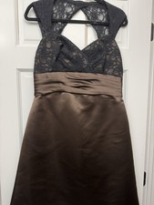WTOO Watters & Watters Dress Brown bridesmaid knee gown satin SZ 12
