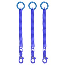 3PACK Retractable Coil Springs Keychain with Lobster Clasp Keyring Dark Blue