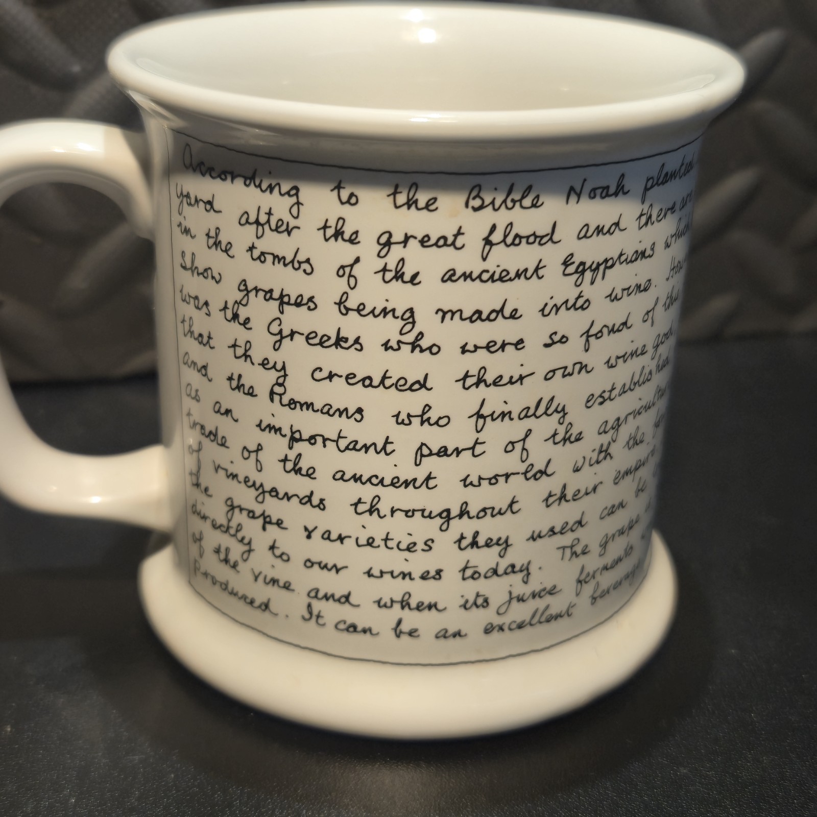 Vintage Lauffer Grapevine Biblical Text Double Sided Stoneware Mug Marked Japan image 3