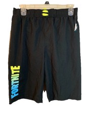 Boy's Fortnite Sz Large - Black Swim Trunks Shorts w/ Elastic -NWT