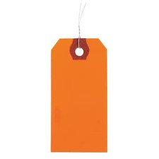 Zoro Select 4Wkz3 2-3/8" X 4-3/4" Orange Paper Wire Tag, Includes 12" Wire,,