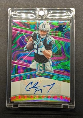 CHRISTIAN MCCAFFREY Auto 2018 Spectra Signatures Nebula Prizm SSP /4