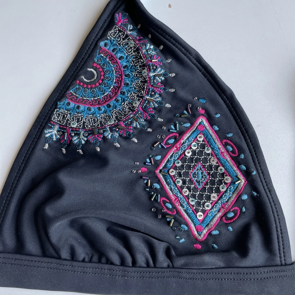 Винтажный Y2K MUDD блестки плавать бикини верхний женский размер XL цветной курорт отпуск - Изображение 2 из 4