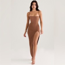 House of CB Jaida Corset Maxi Bodycon Dress Toast Brown size XS NWT NEW