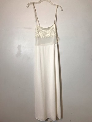 NWT Natori Vintage Y2K Floral Lace Sheer Mesh Panel Maxi Slip Dress White Small