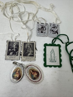 Vintage Lot of Christian Catholic Scapulars Religious Pray for us