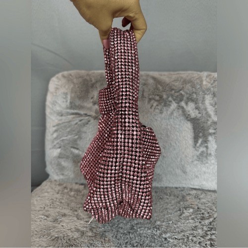 Olga Berg Polly Crystal Clutch Shoulder Bag, Pink, NWT