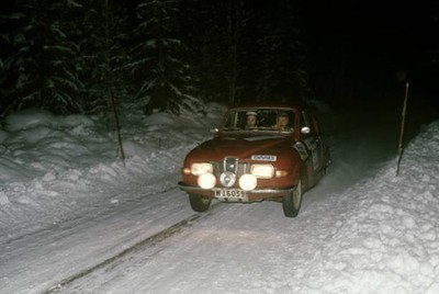 Stig Abrahamsson Claes Goran Molin Saab 96 V4 Swedish Rally Februa- Old Photo 1