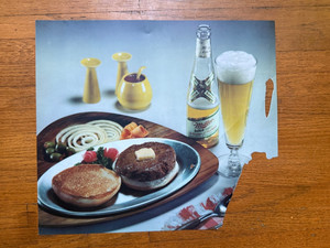 MILLER HIGH LIFE Beer Hamburger Deadstock Damaged Sign Transpancy (VTG, 50s)