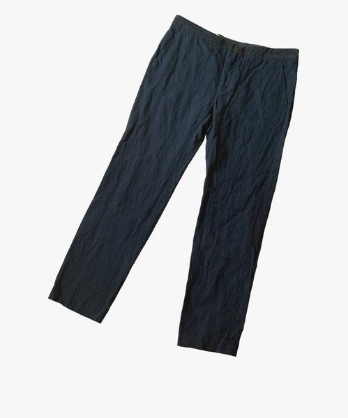 Men Golden Goose Trousers Navy Linen 32