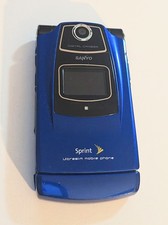 Sanyo SCP-6600 Katana Blue Flip Cell Phone Sprint Retro CDMA Camera - Untested