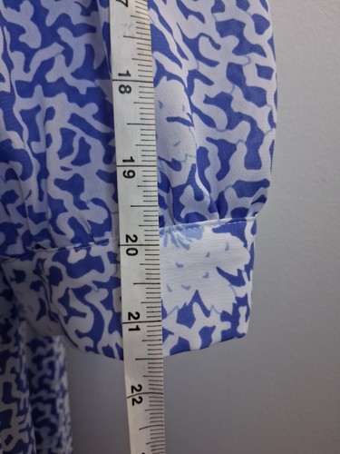 Abito Vintage B.G.B Plus Taglia 22W Blu Bianco Primaverile Floreale Leggero Collo - Foto 14 di 18