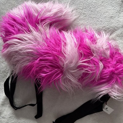 Disney Parks Cheshire Cat Furry Plush Costume Tail Alice Wonderland Pink Purple