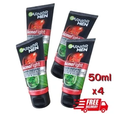 GARNIER MEN Acno Fight Face Foam Wash Skin Anti Acne 50 ml Oil Control x 4pcs.