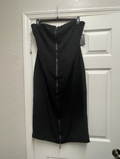 Guess Black Front Zip Sleeveless Strapless Tube Dress NWT Size XL