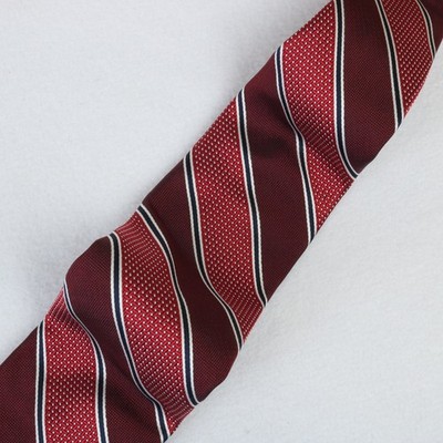 ROBERT TALBOTT CARMEL HAND SEWN RED MAROON BOLD STRIPE 100% SILK NECKTIE