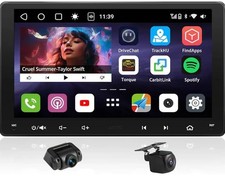 Double Din Car Stereo 9" QLED Touchscreen, 4GB 32GB Wireless CarPlay  Android A