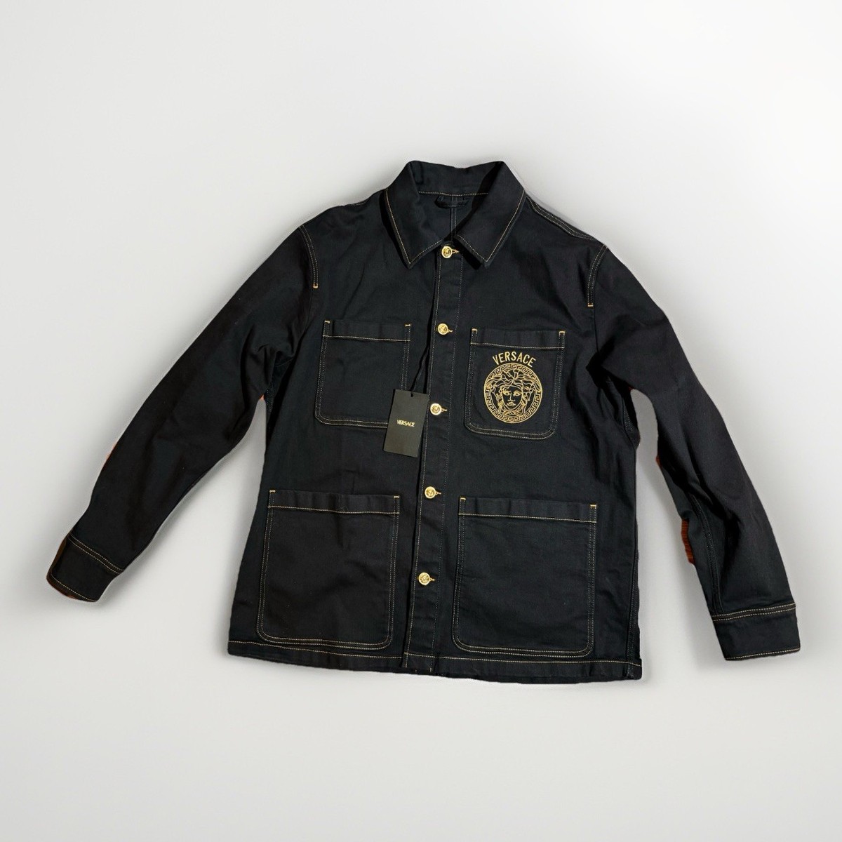 ジャケット・アウター Versace Jeans MEDUSA archive jacket Versace Black Embroidered Medusa Denim Jacket, Size IT54, US44
