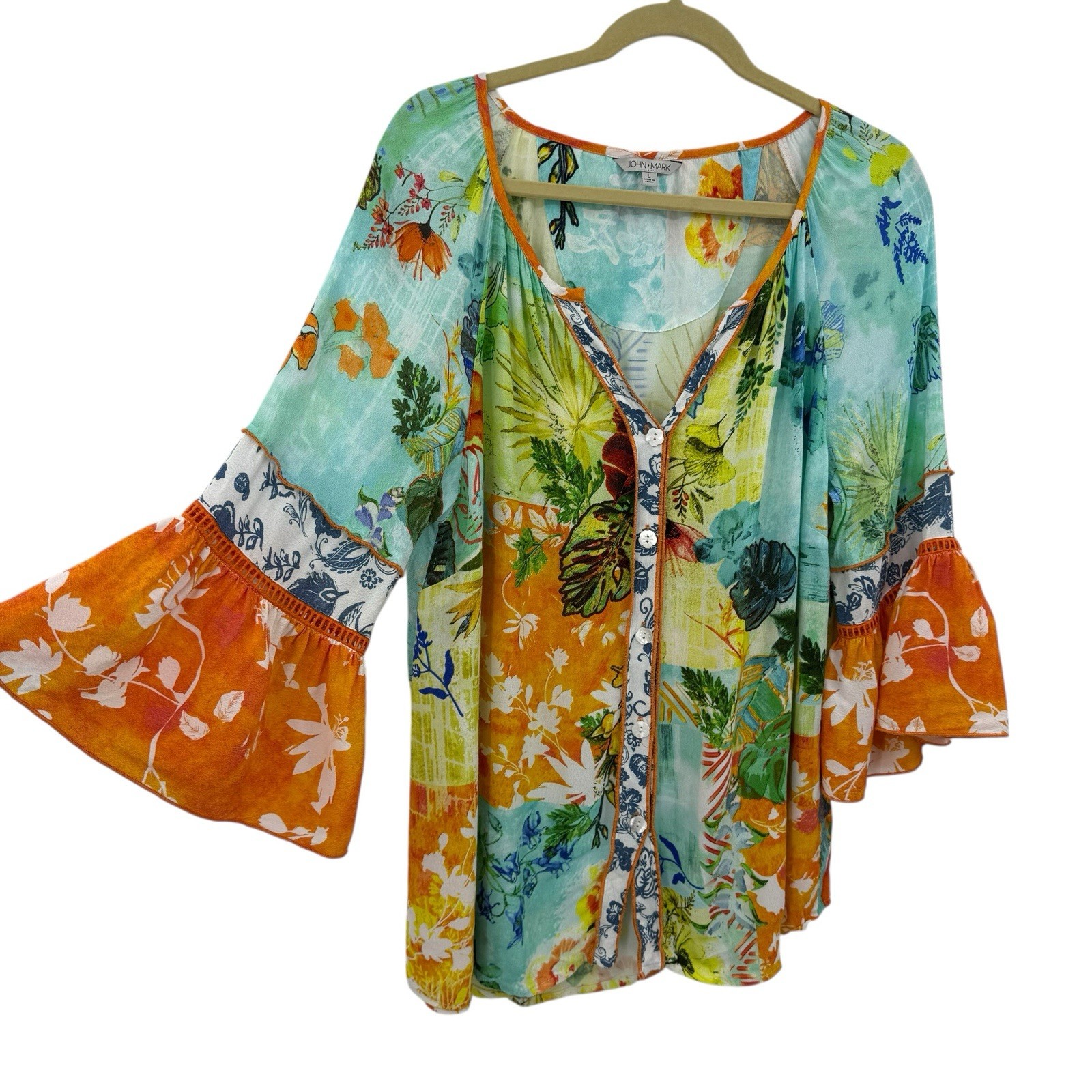 John Mark Blouse Multicolor Button-Up Top Blouse … - image 4