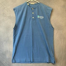 Vintage PG&E Muscle Shirt Mens Large Waffle Knit Empolyee Work Uniform Henley