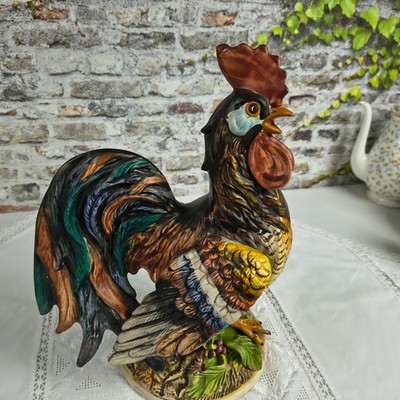 Große Hahnenfigur aus Capodimonte, Höhe 33 cm..