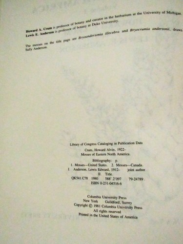 Crum, Anderson. Mosses of Eastern North America. 2 volumes - Picture 5 of 10