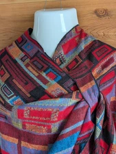 Rapti Cashmere Wool OS Buckle Shawl Poncho Cape OS Geometric Red Blue Black NWT