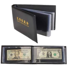60 Pockets 8.3" * 4.7" INCH Paper Money Bill Currency Holder Album Book w/ Case