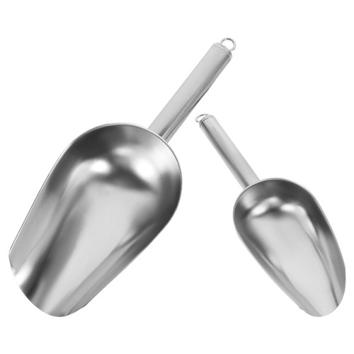 2Pcs Household Flour Scoop Stainless Ice Shovel Ice Cube Storage Scoop Kitchen