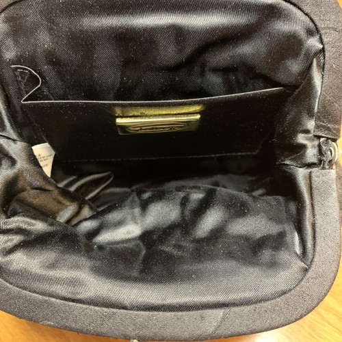 Talbots Handbag Evening Party Black Embroidered Both Sides Silk 7 Inch - Picture 7 of 9