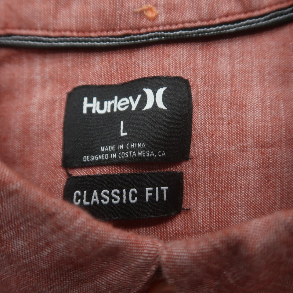 Hurley Mens Short Sleeve Shirt Size Large Pink Classic Fit Plaid Button Down - Image 3 of 4