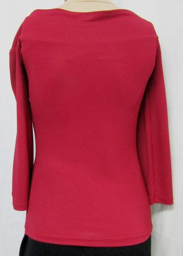 MICHAEL KORS Collection 3/4 SLEEVE TOP Blouse RED MEDIUM 6 V Neck - Picture 11 of 12