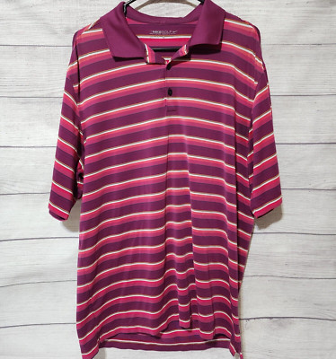 Nike Golf Men's Large Pelican Preserve Dri-Fit Striped Short Sleeve Polo Shirt