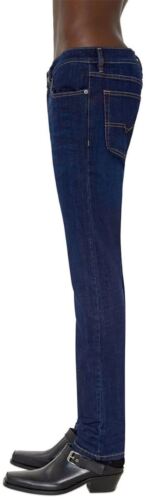 Diesel D Luster Slim Fit Mid Waist Washable Cotton Denim Mens Jeans In Navy - Picture 4 of 6
