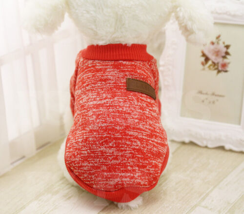 CUTE PET DOG WARM JUMPER SWEATER CLOTHES PUPPY CAT KNITWEAR KNITTED COAT WINTER - Picture 7 of 23